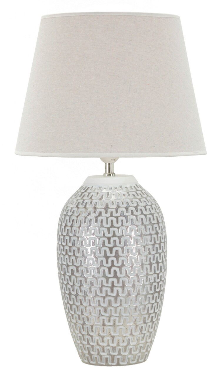 Lampa de masa Wave, Mauro Ferretti, 1x E27, 40W, 35x65 cm, polirasina/fier/textil, argintiu/alb - imagine 7